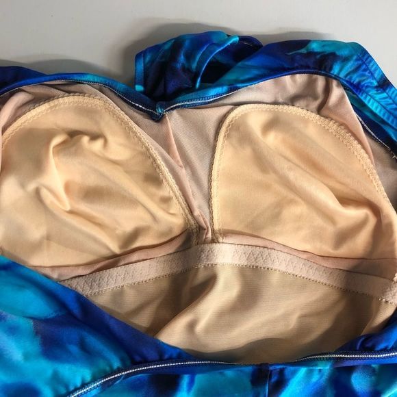 Speedo Blue Abstract Print One Piece Swimsuit Plus Size - Picture 7 of 13